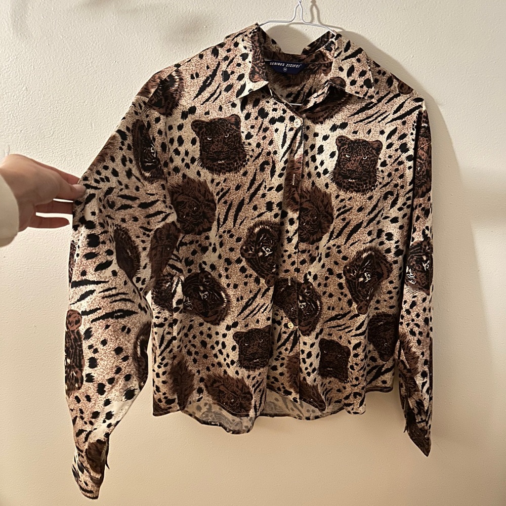 Animal Print Button-Up Shirt